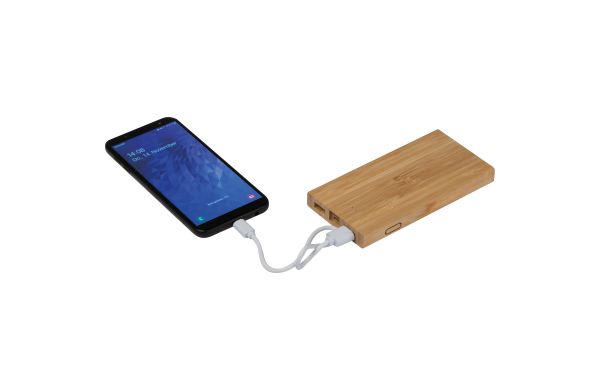 Powerbank aus Bambus - beige