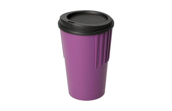 Riffel-Kaffeebecher "ToGo", 300 ml, brombeere/schwarz