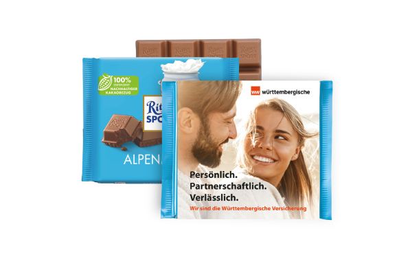 Ritter SPORT 100 g in Werbebanderole Klimaneutral FSC
