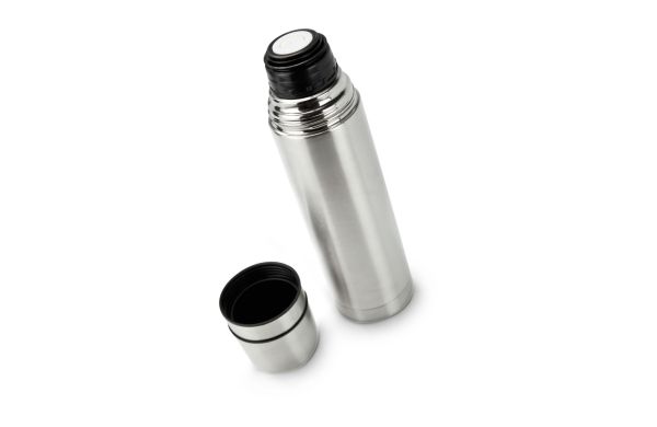 ROMINOX® Isolierkanne // Cup in Cup - mit 2 Deckeln - Silber