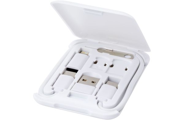 Savvy recyceltes modulares Ladekabel mit Telefonhalterung, weiss