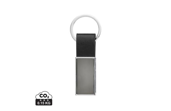 Schicker PU Schlüsselanhänger aus RCS recyc. Zinklegierung, schwarz