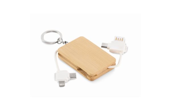 BUPOW Schlüsselring mit Ladekabel, holz