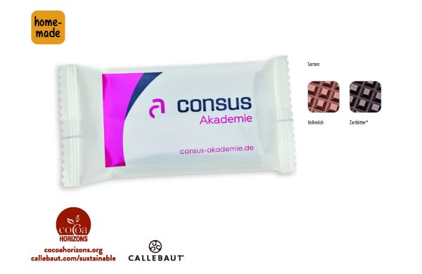 Schokolade 20 g Tafel, Callebaut Vollmilch, ca. 20 g, weiß