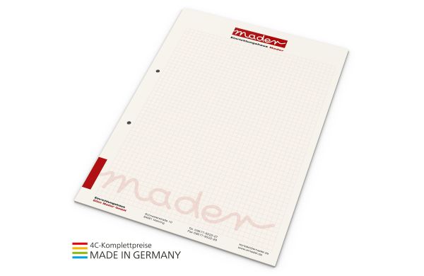 Schreibblock green+blue mit 2-fach Abheftlochung