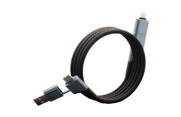 SCX.design C52 100W magnetisches, ultraschnelles 4-in-1 Ladekabel aus rPET, gun metal