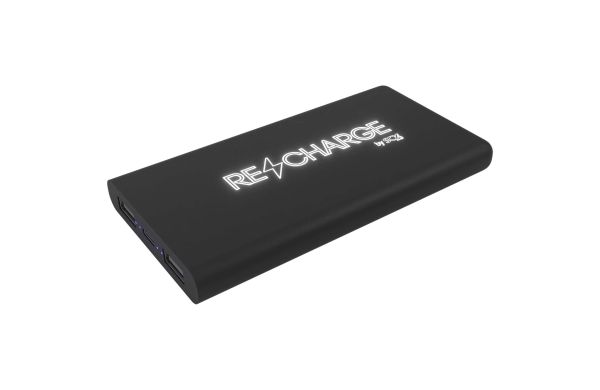 SCX.design P40 10.000 mAh kabellose Powerbank mit Leuchtlogo, schwarz
