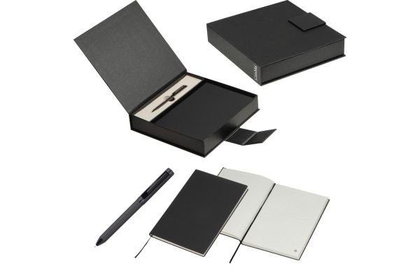 Set-aus-Notizbuch-und-Kugelschreiber-schwarz