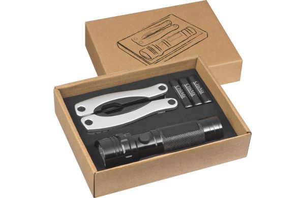 Set aus Taschenlampe und Multitool - schwarz