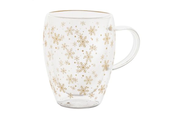 Snostro Weihnachts-Thermobecher aus Glas, transparent