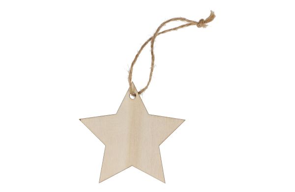 Sternförmiges Weihnachtsornament aus Holz, natur