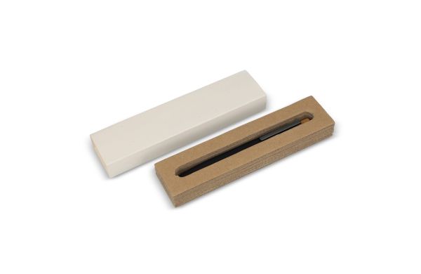 Stiftebox aus recyceltem Milchkarton, 1 Stift, beige