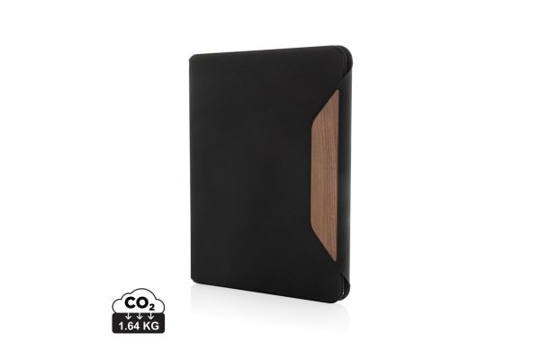 Teri AWARE™ A4 Portfolio aus RPET und Walnuss, schwarz