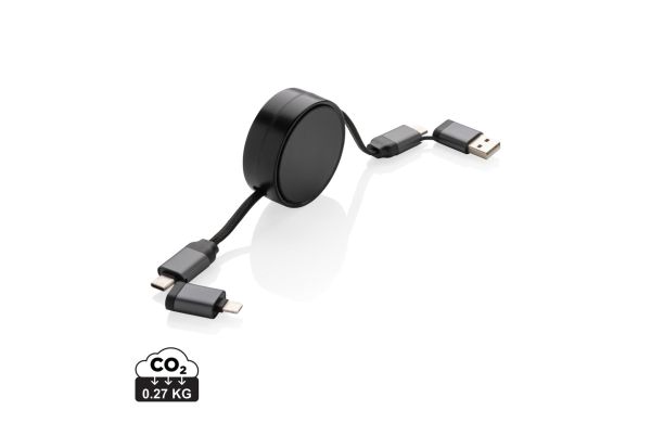 Terra aufrollbares 6-in-1 45W-Kabel aus RCS recyc. Aluminium, grau