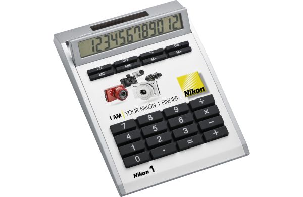 Tischrechner Eigendesign mit 12 Digits aus Kunststoff - weiß