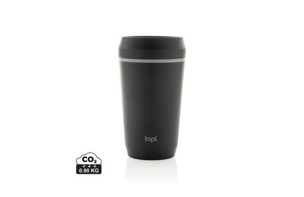 Topl-Becher aus rec. Kunststoff mit 360-Grad-Deckel 354ml, grau