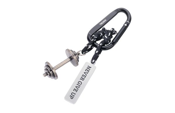 TROIKA-Schluesselanhaenger-NEVER-GIVE-UP-schwarz-silberfarben