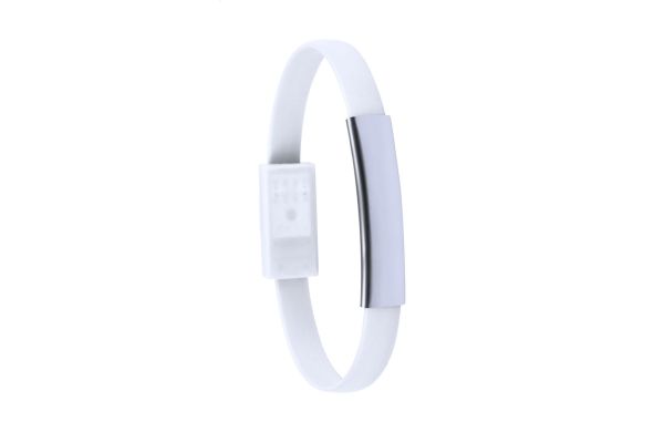 USB-Ladekabel/Armband Beth, weiß/silber