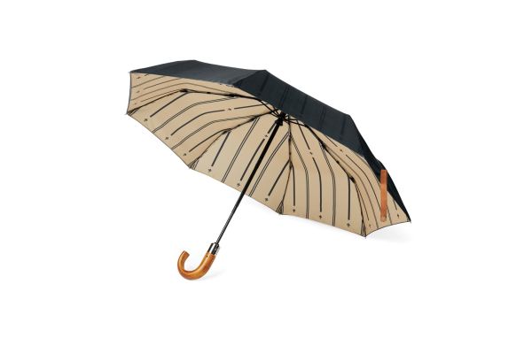VINGA Bosler AWARE™ 21" faltbarer Schirm aus recyceltem PET/schwarz