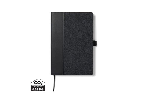 VINGA Albon A5-Notizbuch aus GRS recyceltem Filz, schwarz