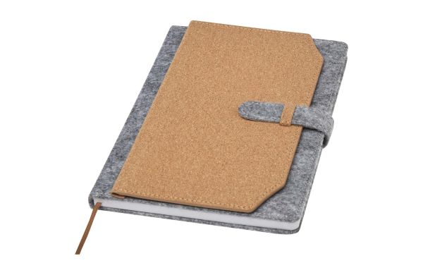 Viviana A5 Notizbuch aus recyceltem Filz und Kork, natur