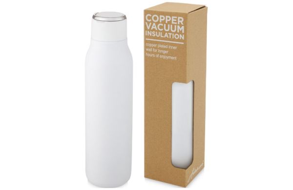 Marka 600 ml Kupfer-Vakuum Isolierflasche mit Metallschlaufe - weiss 