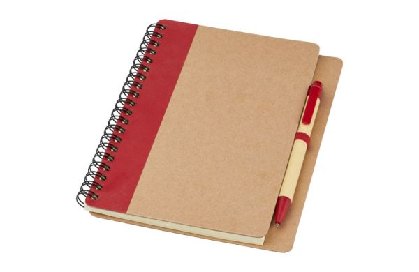 Priestly A6 Recycling Notizbuch mit Stift - natur, rot 