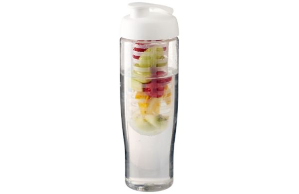 H2O Active® Tempo 700 ml Sportflasche mit Klappdeckel und Infusor - transparent, weiss 