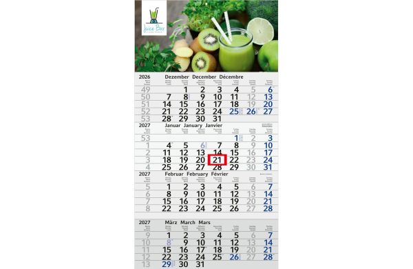 4-Monatskalender Einblatt Budget 4 Recycling-Kalendariumspapier Schrift leicht