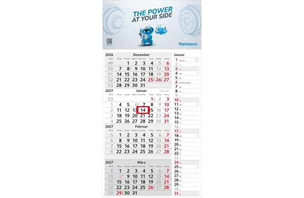 4-Monatskalender Einblatt Konzept 4 Post mit Streifenkalendarium