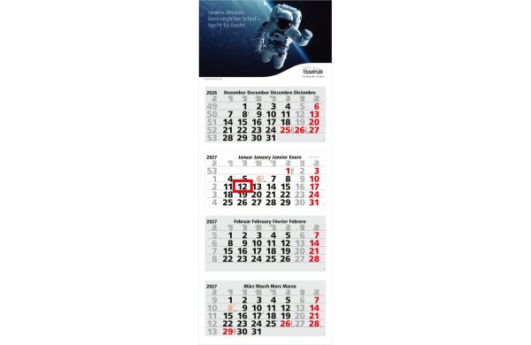 4-Monatskalender Mehrblock Forum Light 4 Werbung am Kopf