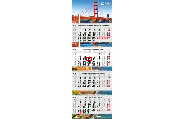 4-Monatskalender Mehrblock Quadro Wire-O 4 Wire-O-Bindung
