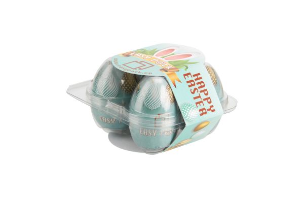 4er Eier-Box mit Werbebanderole