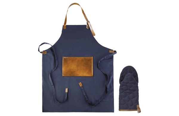 BBQ-Schürze und -Handschuh, dunkelblau