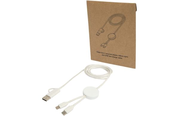 Citala 150 cm 5-in-1 Kabel aus recyceltem Kunststoff für Datenübertragung und 27W Schnellladung, weiss
