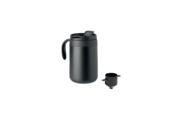 Doppelwandiger Becher & Filter, Schwarz