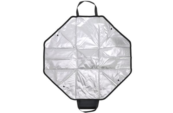 Gefaltete Kühltasche und Picknickmatte
