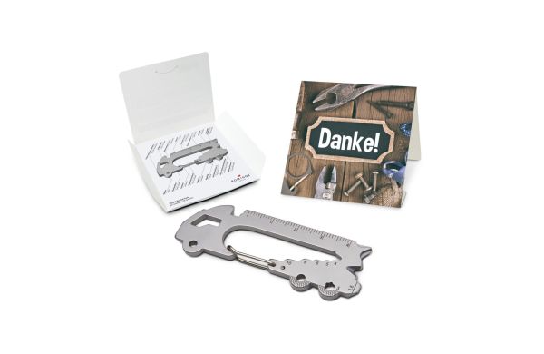Geschenkartikel: ROMINOX® Key Tool Truck / LKW (22 Funktionen) im Motiv-Mäppchen Danke
