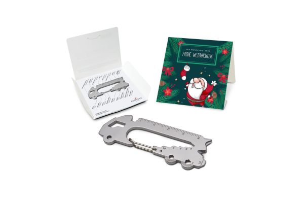 Geschenkartikel: ROMINOX® Key Tool Truck / LKW (22 Funktionen) im Motiv-Mäppchen Frohe Weihnachten