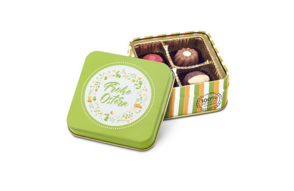 Geschenkartikel / Präsentartikel: Frohe Ostern - Pralinendose mit 50 g