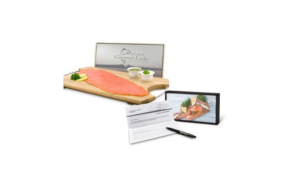 Geschenkartikel / Präsentartikel: Lachs-Gutschein in Holzbox: Gourmet