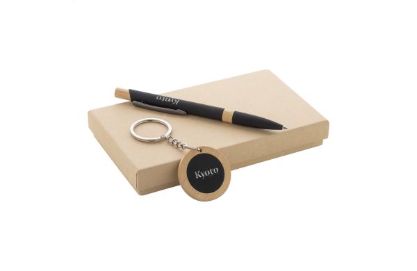 Geschenkset Kugelschreiber und Schlüsselanhänger Specuset, schwarz