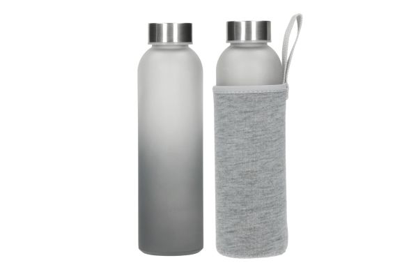 Glasflasche mit Hülle "Iced" 0,45 l, transparent/grau