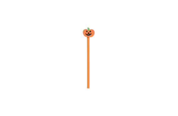 Holzbleistift mit Radiergummi Kürbis-Motiv, Orange
