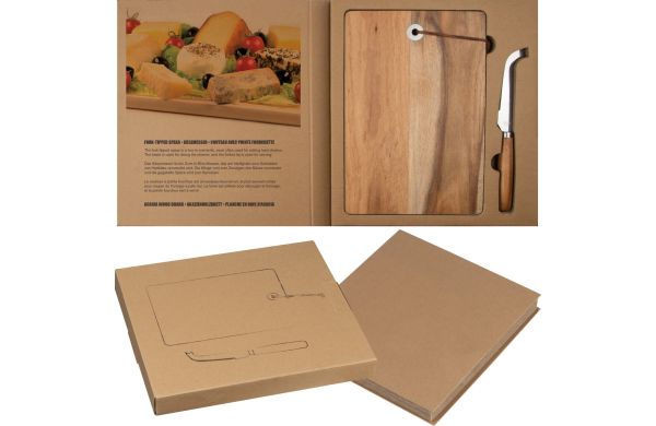 Holzbrett mit Käsemesser - braun