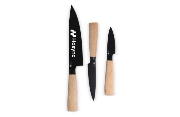 InSideOut 3 Stück Essential Messer Set Ravn, holz