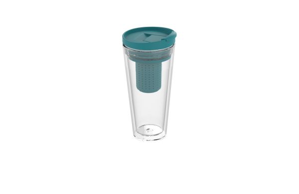 Isolierbecher "Mocha" mit Teesieb, transparent/blau
