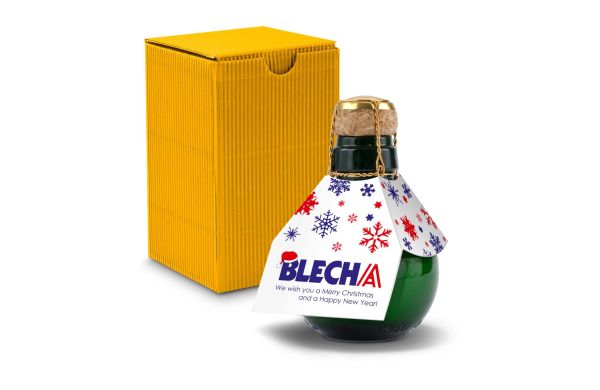 Kleinste Sektflasche der Welt! Eigendesign - Inklusive Geschenkkarton in Gelb, 125 ml