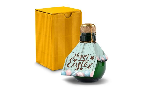 Kleinste Sektflasche der Welt! Happy Easter - Inklusive Geschenkkarton in Gelb, 125 ml