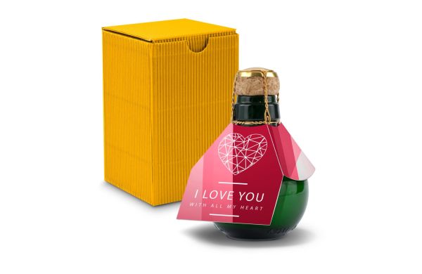 Kleinste Sektflasche der Welt! I love u - Inklusive Geschenkkarton in Gelb, 125 ml